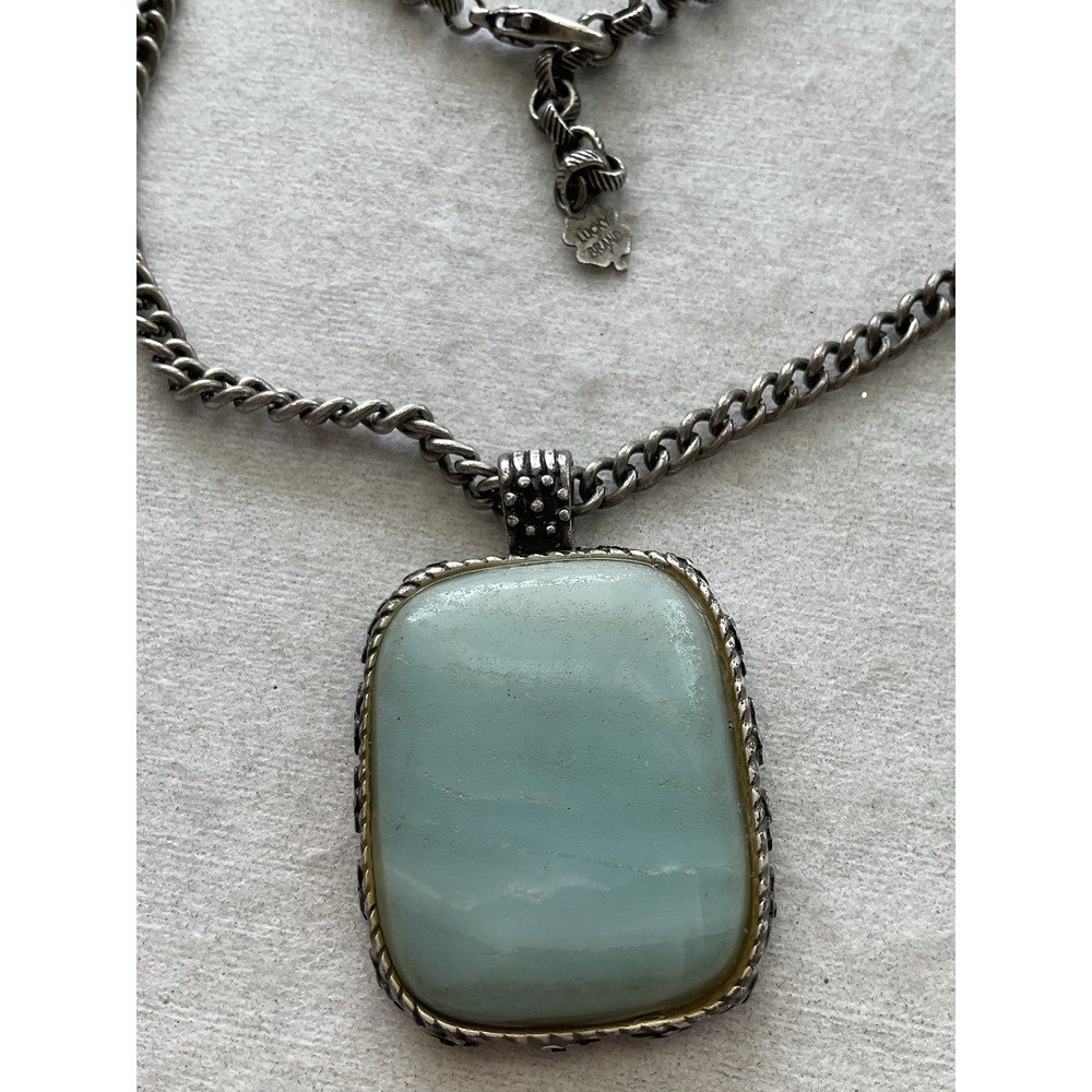 Lucky Brand mint green stone pendant necklace Estate Jewelry